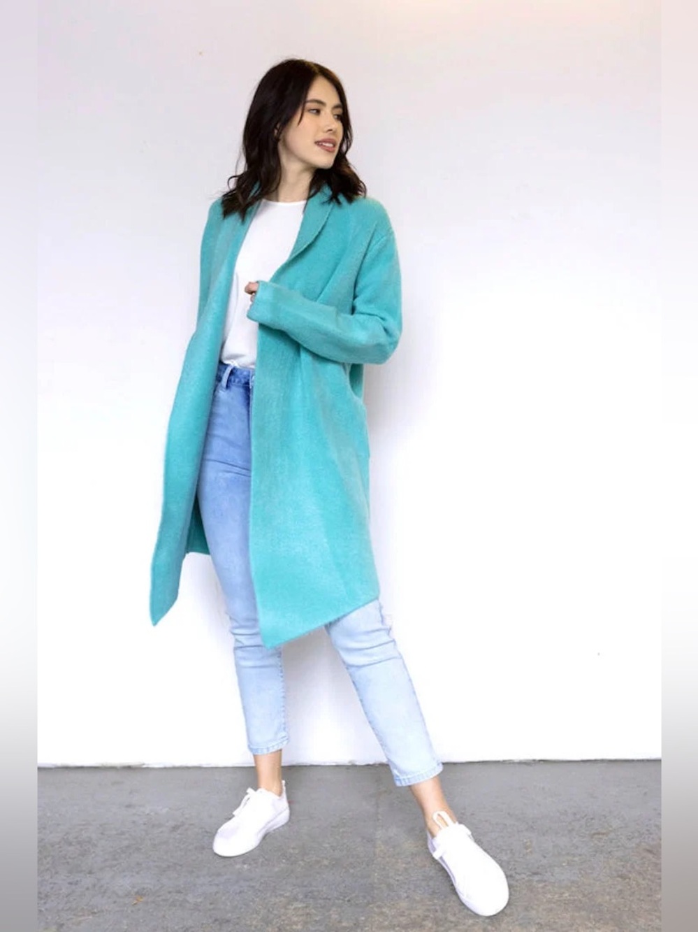 Pink Martini Stockport Jacket Oversized Coatigan Size XXS Aqua Petal